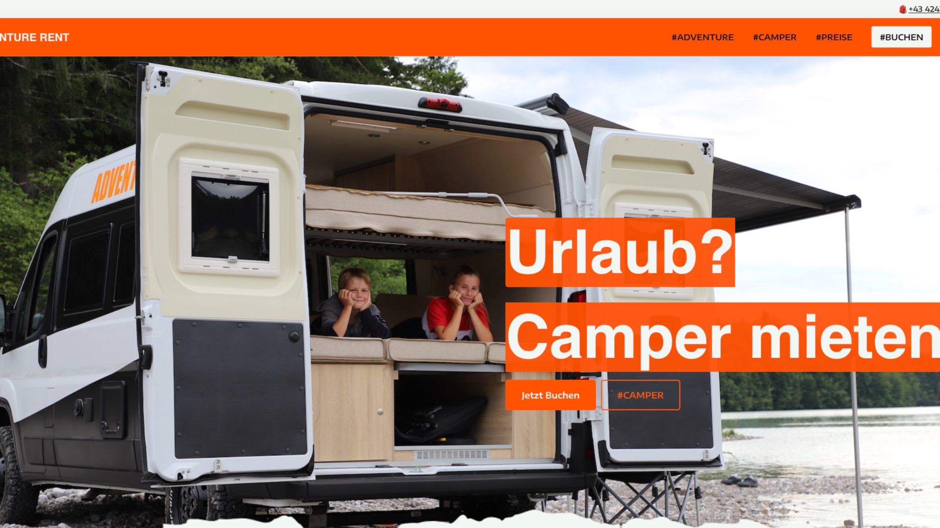 Website von Adventure Rent