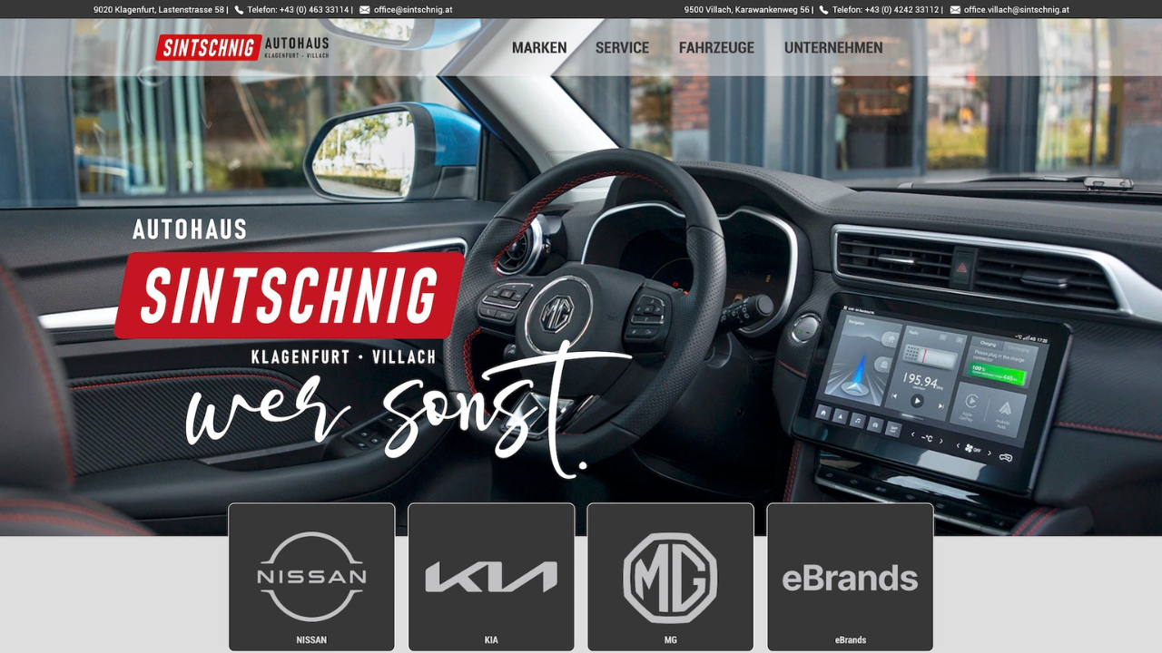 Website von Autohaus Sintschnig