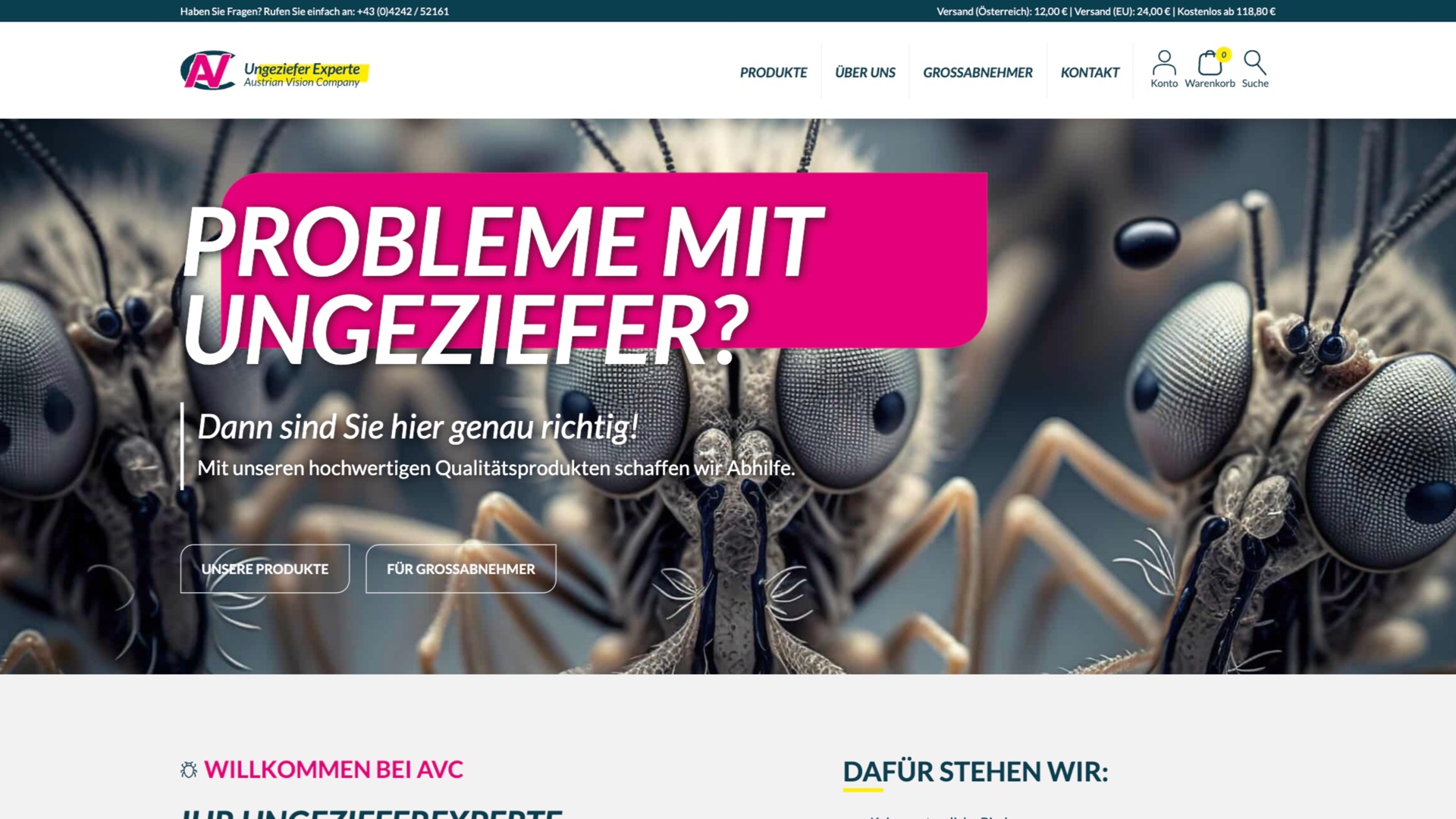 Website von AVC Ungeziefer Experte
