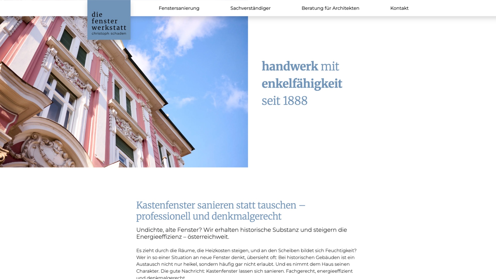 Website von Die Fensterwerkstatt