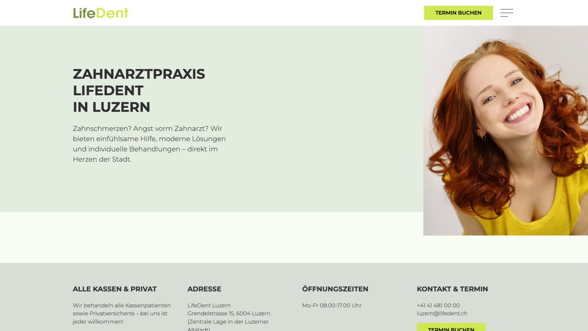 Website von LifeDent Luzern