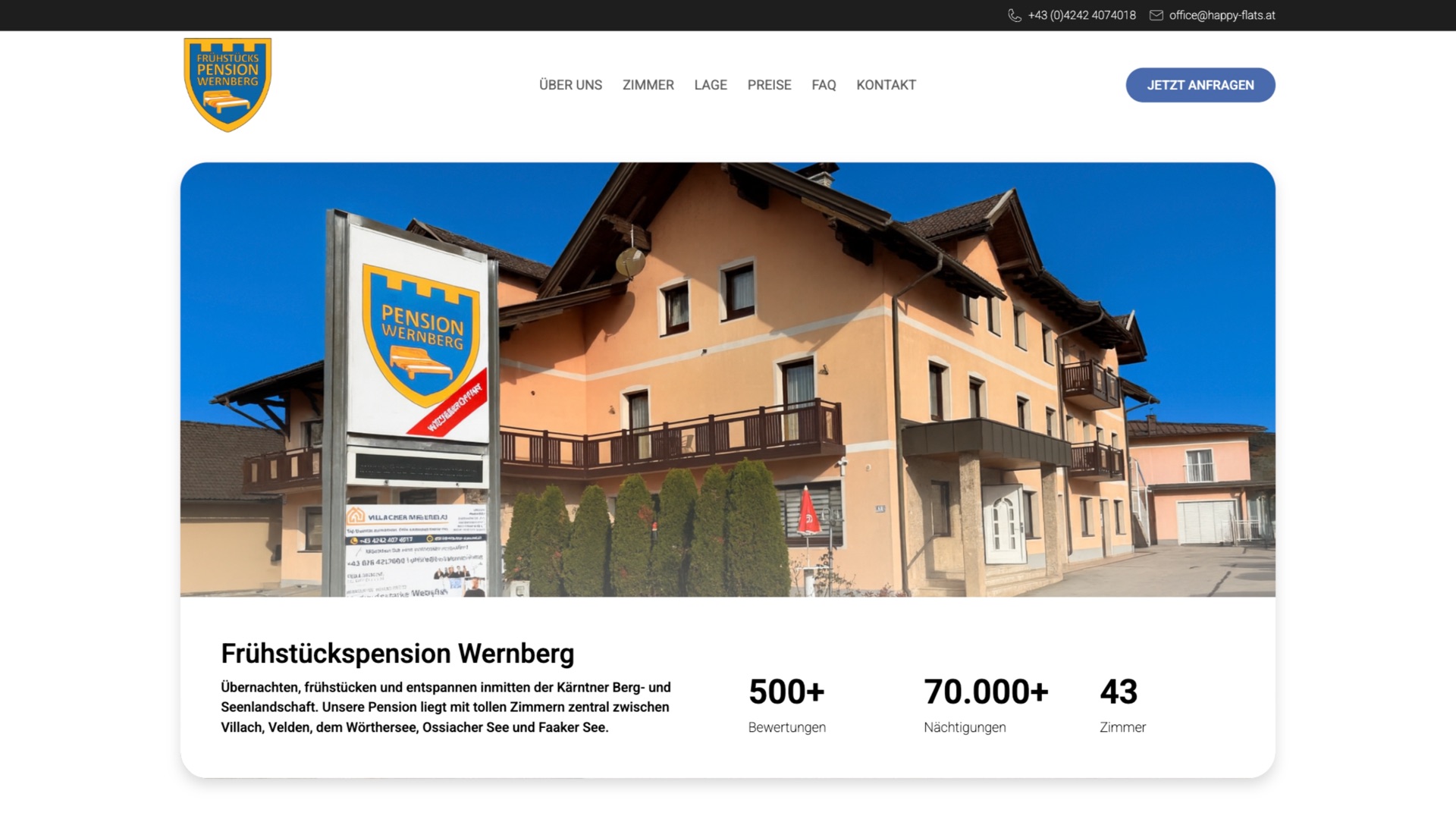 Website von Pension Wernberg